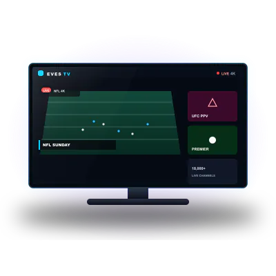 Bezel-less smart TV streaming the EVES TV dashboard